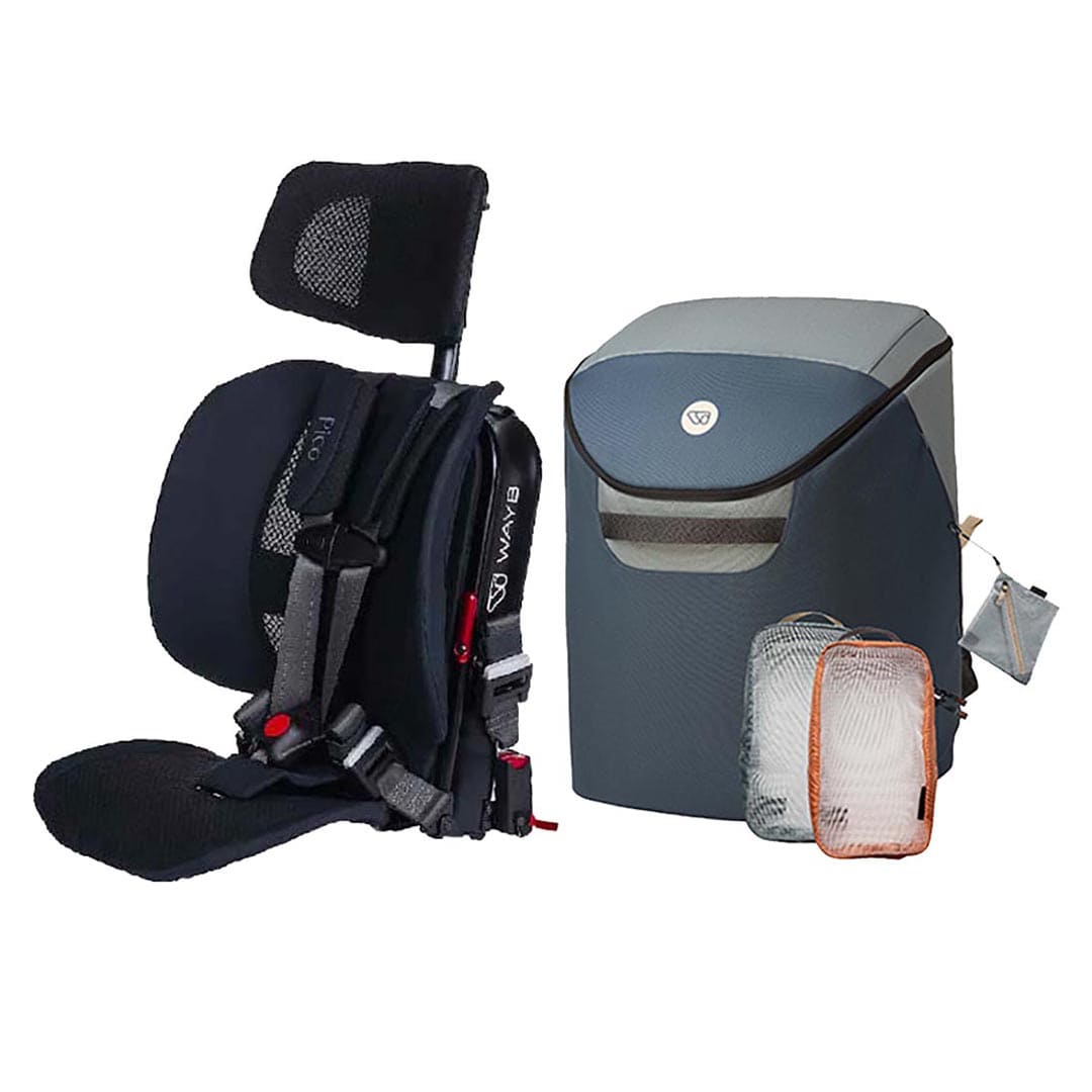 A Pico seat shown with a Lagoon Carry Bag, plus a small orange-trimmed mesh bag, on a plain white background.