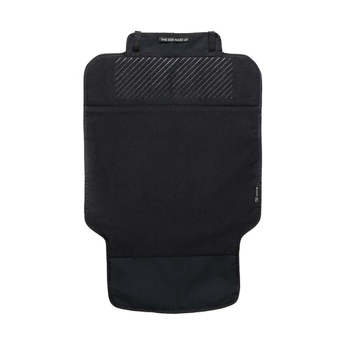 Black car seat cover with textured surface on a white background